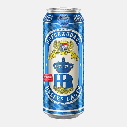 Пиво Hofbrauhaus Helles Lager светлое фильтрованное пастеризованное 4.9% 500мл