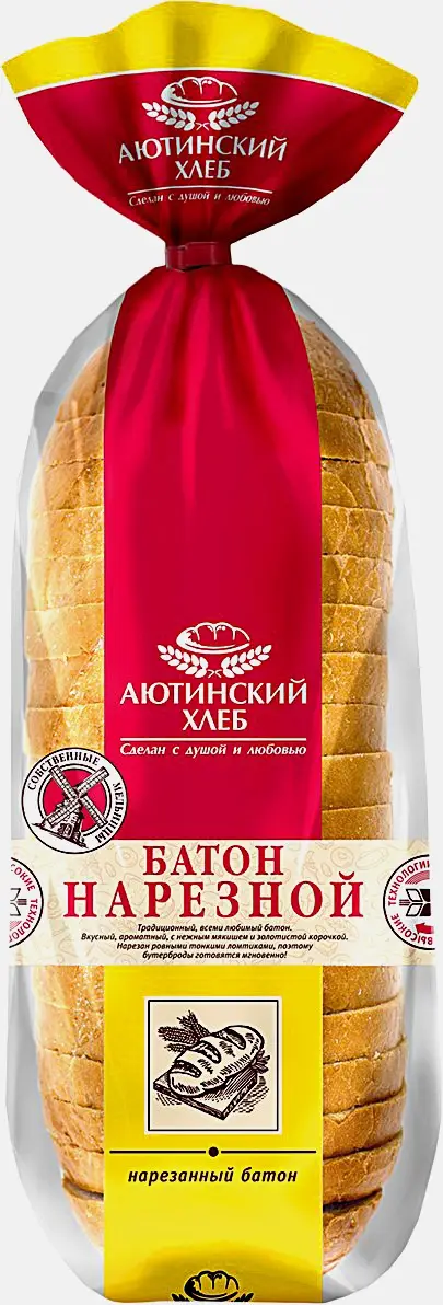 Батон Нарезной нарезанный Аютинский хлеб 380г
