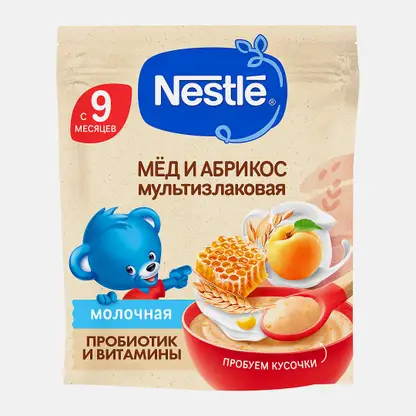 Каша детская молочная мультизлаковая мед и абрикос с 9 месяцев Nestle 200г