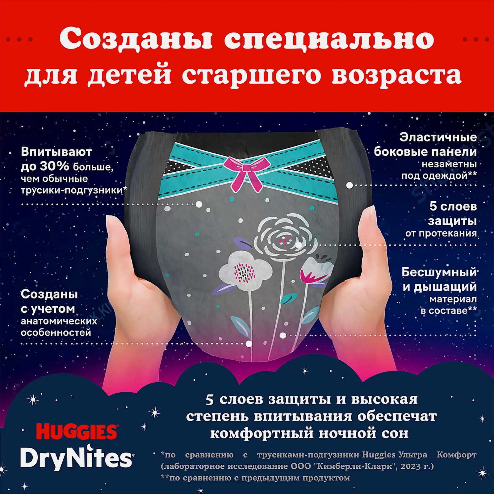Подгузники-трусики для девочек 8-15 лет Huggies Drynites 9шт - фото 4 Подгузники-трусики для девочек 8-15 лет Huggies Drynites 9шт - фото 4