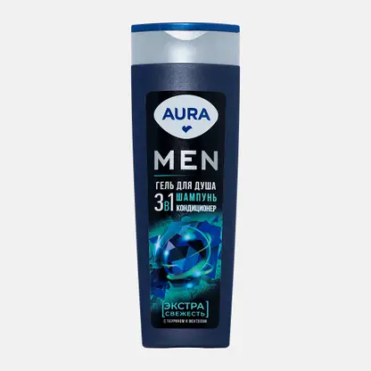 Гель для душа Aura Men 3в1 Экстра свежесть 380мл