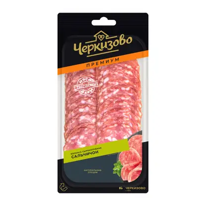 Изображение товара Колбаса Черкизово премиум Сальчичон сырокопченая нарезка 100г