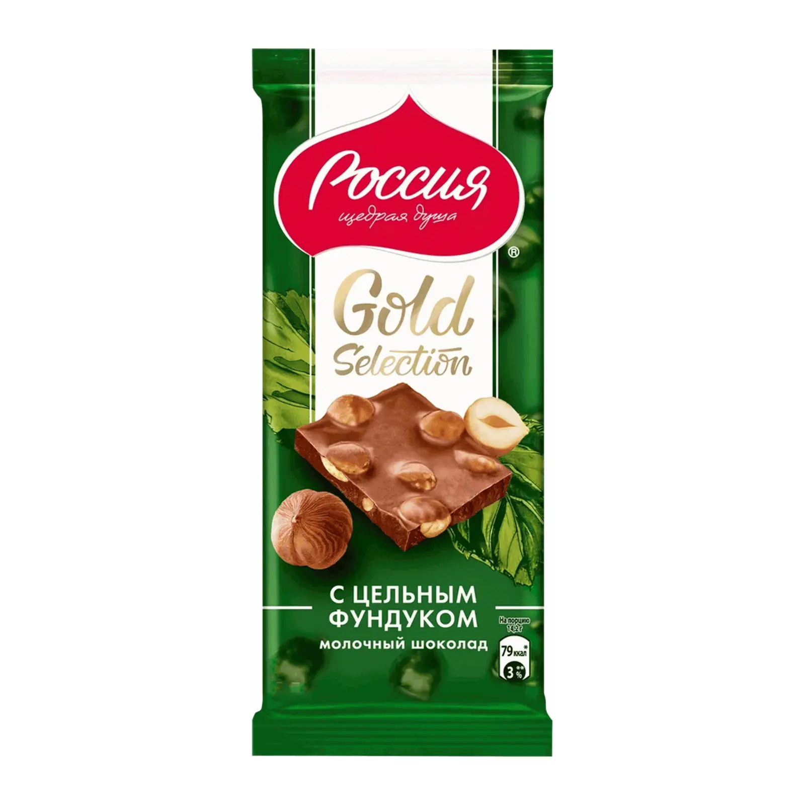 Изображение товара Молочный шоколад с фундуком Gold Selection 85 г Россия Щедрая Душа