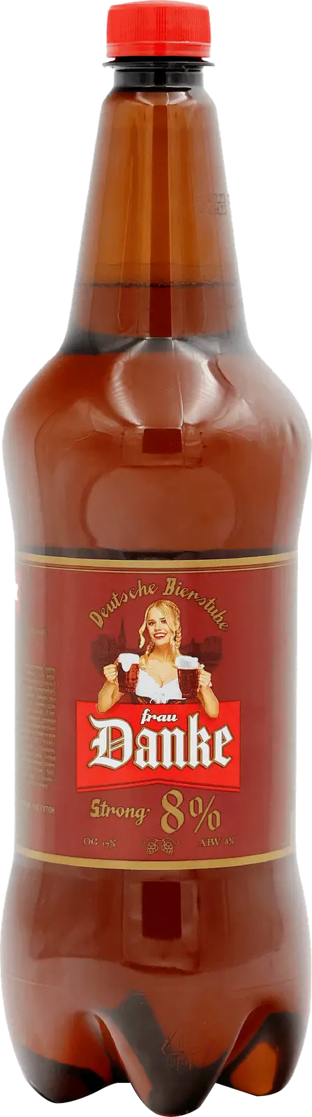 Пиво Frau Danke светлое фильтрованное пастеризованное крепкое 8% 1.2л Пиво Frau Danke светлое фильтрованное пастеризованное крепкое 8% 1.2л