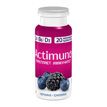 Изображение товара Кисломолочный продукт Актимуно Черника ежевика и цинк 1.5% 95г