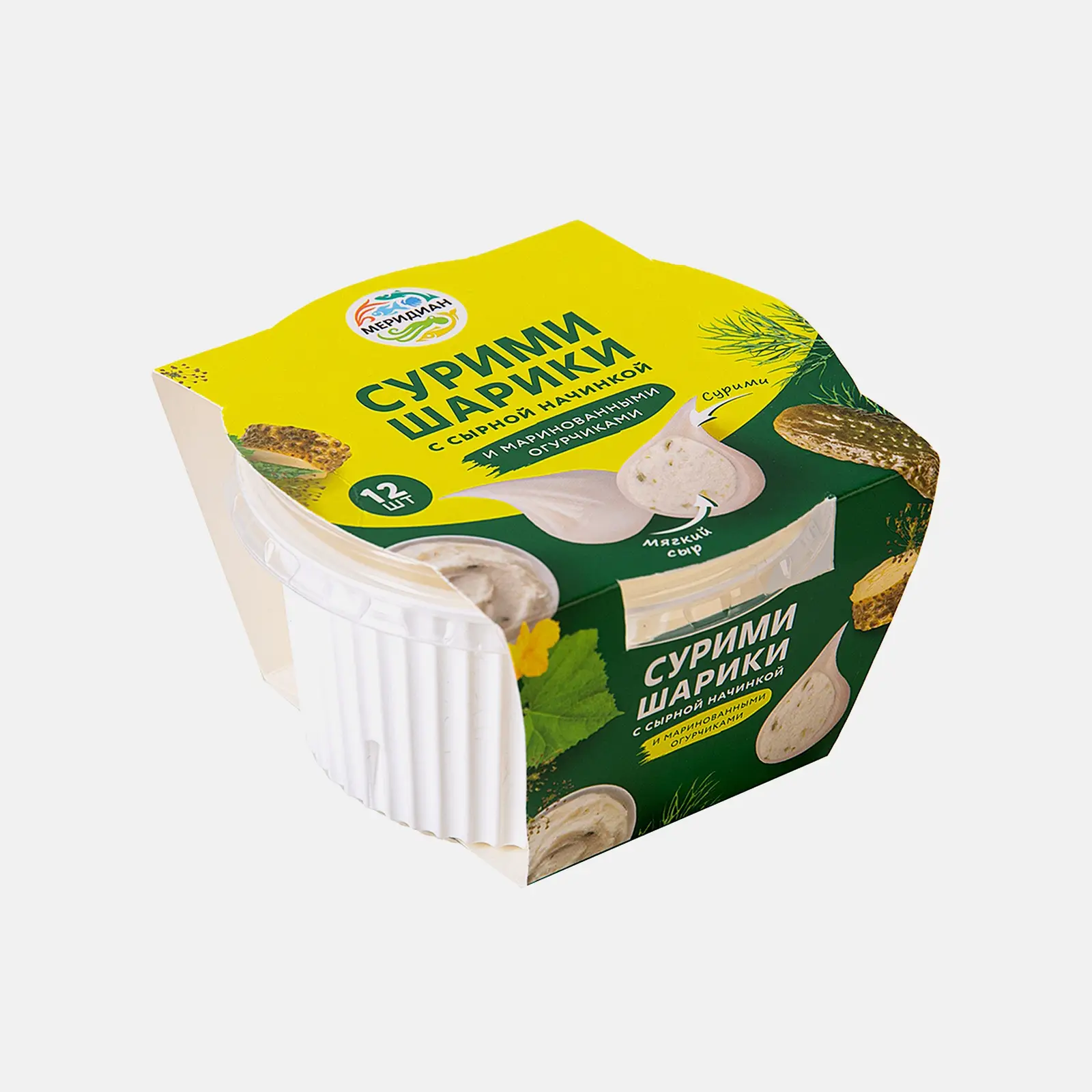 Изображение товара Сурими-шарики Меридиан мягкий сыр и маринованный огурчик 100г