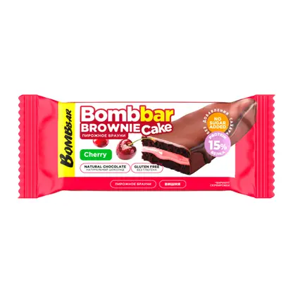 Изображение товара Пирожное протеиновое со вкусом Брауни и вишней Bombbar 45г