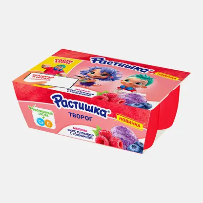 Творог малина-пломбир-голубика Растишка 3.5% 6шт