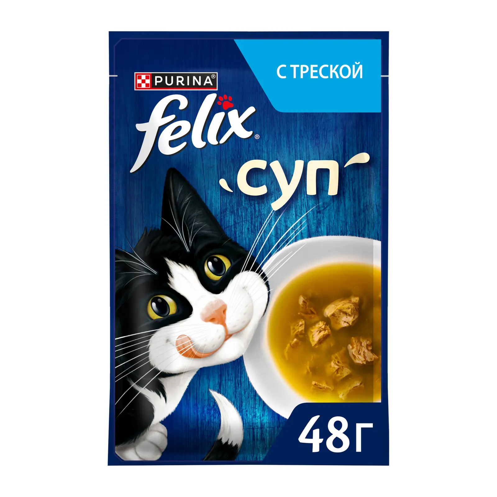 Влажный корм для кошек Felix Суп с треской 48г