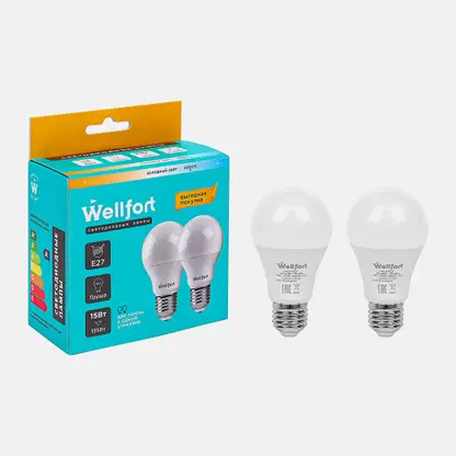 Светодиодная лампа Wellfort Груша 15Вт Е27 холодный свет 2шт