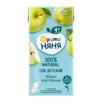 Изображение товара Яблочный сок без сахара с 4 месяцев Фрутоняня 200мл