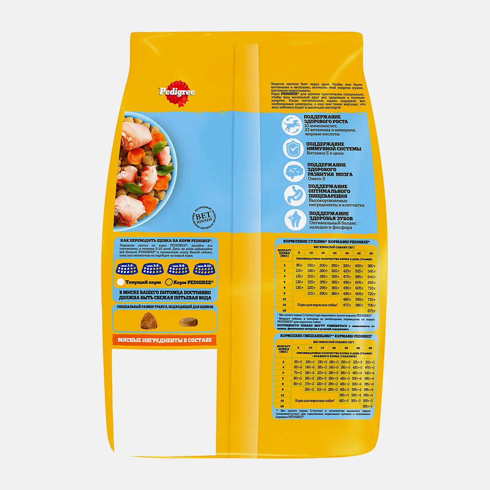 Сухой корм для щенков с курицей Pedigree 500г
