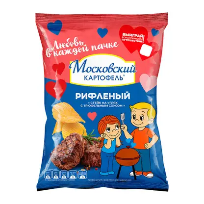 Изображение товара Чипсы рифлёные со вкусом Стейк и соус трюфель Московский Картофель 120г