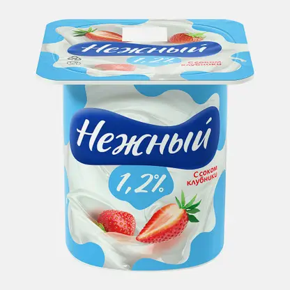 Продукт йогуртный с соком клубники Нежный 1.2% 100г