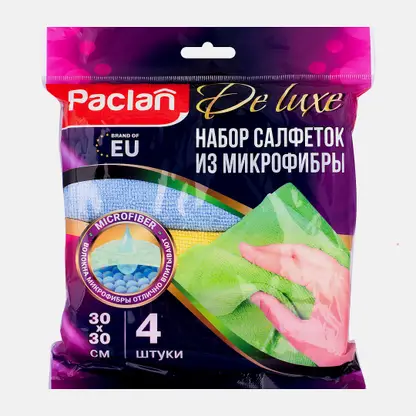 Набор салфеток Paclan универсальные из микрофибры 30*30см 4шт