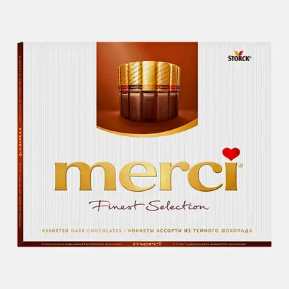 Набор шоколадных конфет Ассорти 4 вида из темного шоколада Merci 250г
