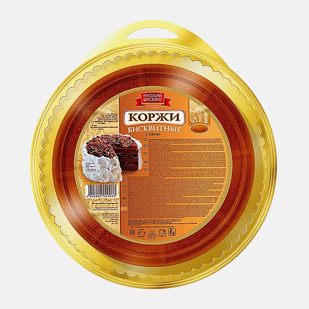 Коржи для торта Русский бисквит бисквитные с какао 400г