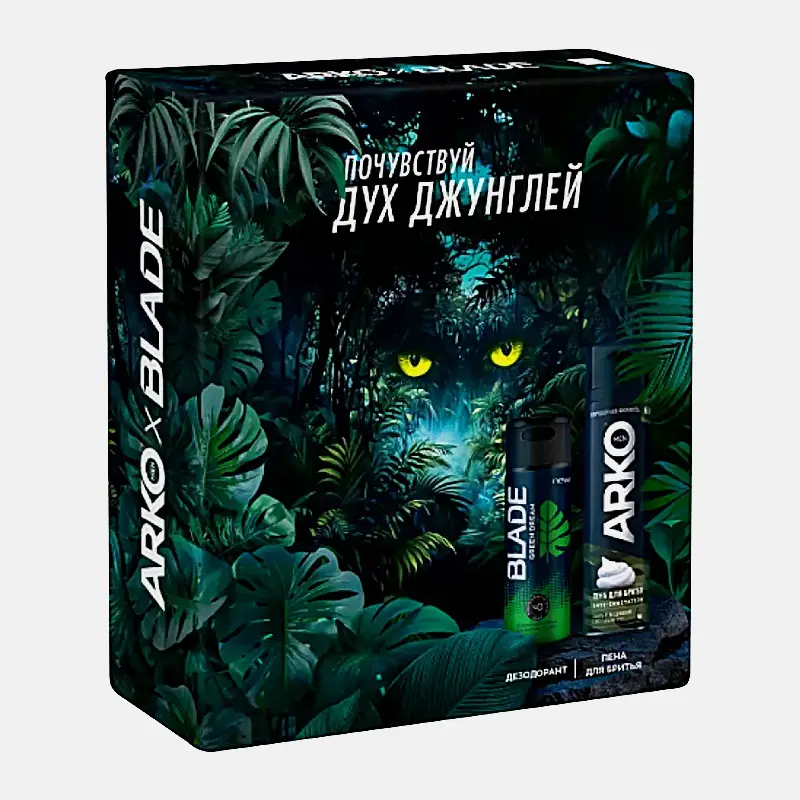 Подарочный набор для мужчин Arko Пена для бритья Anti-Irritation 200мл + Дезодорант Blade Green Dream 150мл в ассортименте - фото 2