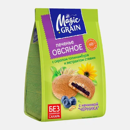 Печенье овсяное с топинамбуром Черника Magic Grain 180г