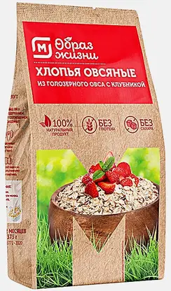 Хлопья овсяные без глютена с клубникой М Образ Жизни 375г