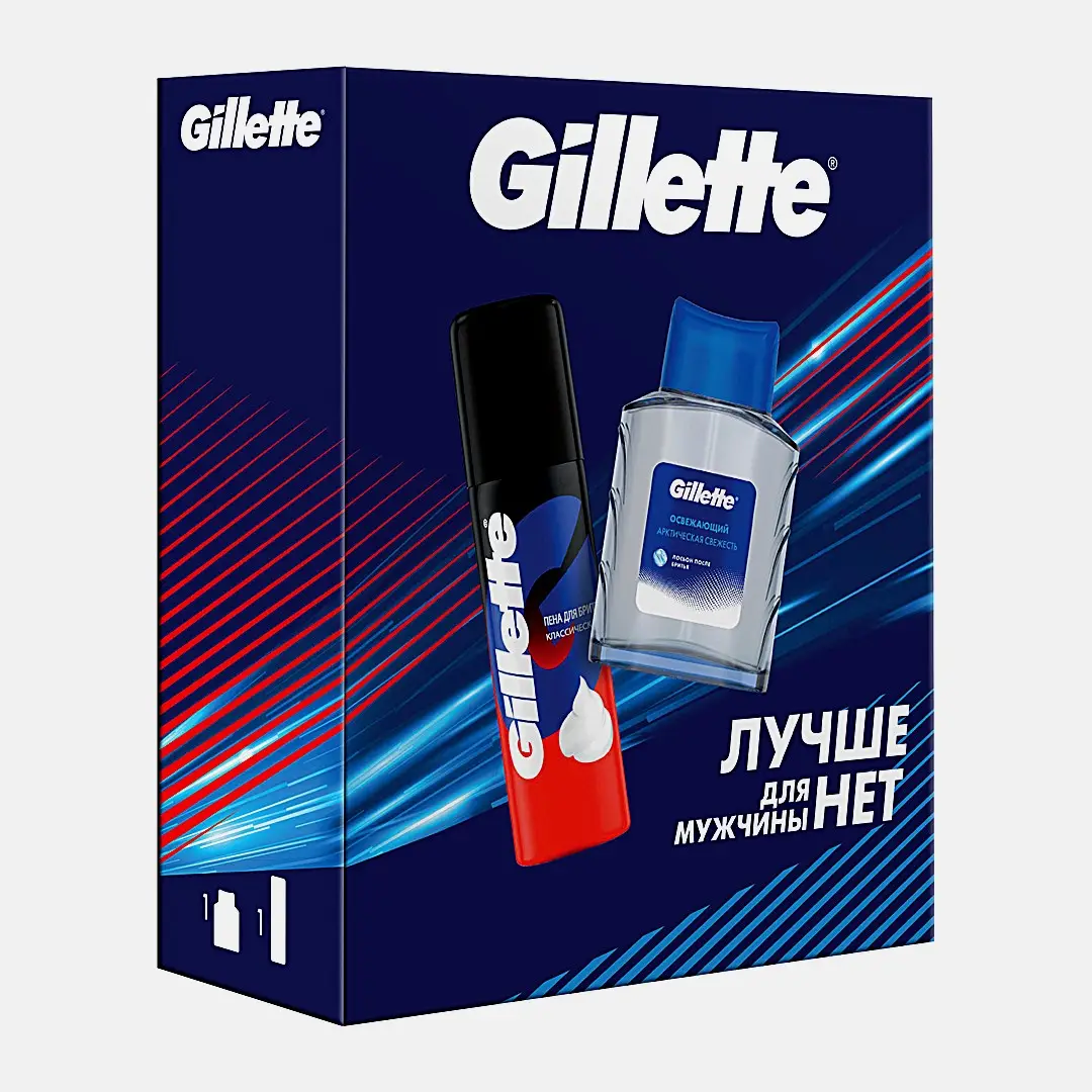 Подарочный набор для бритья Gillette Пена 50мл + Лосьон после бритья 50мл - фото 2 Подарочный набор для бритья Gillette Пена 50мл + Лосьон после бритья 50мл - фото 2
