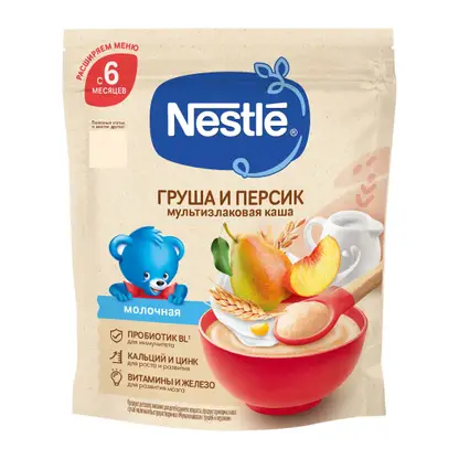 Изображение товара Каша молочная мультизлаковая Nestlé с грушей и персиком 200г для детей 6+ Изображение товара Каша молочная мультизлаковая Nestlé с грушей и персиком 200г для детей 6+
