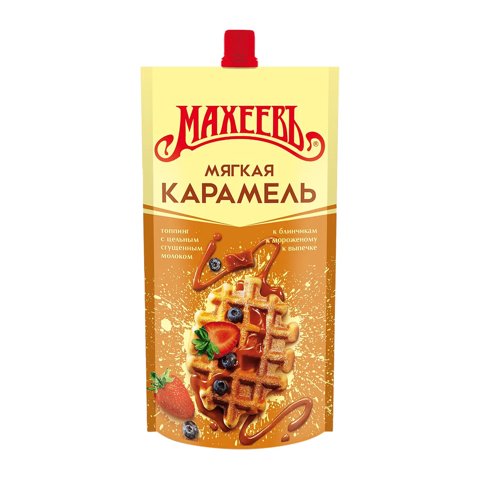 Изображение товара Топпинг Махеевъ Мягкая карамель 300г - сливочный десертный соус для кофе, выпечки и мороженого