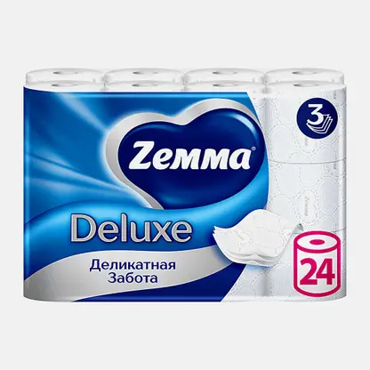Туалетная бумага Белая Deluxe Zemma 24 рулона 3 слоя