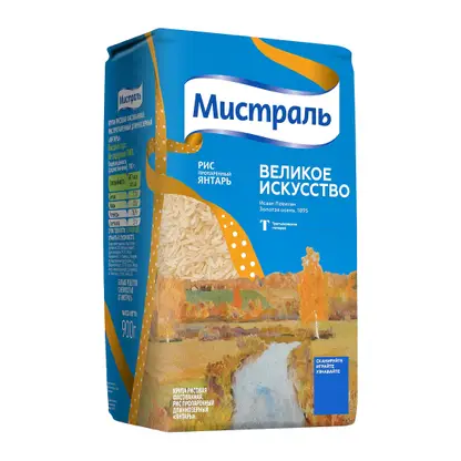 Изображение товара Рис Мистраль Янтарь пропаренный длиннозерный 900г
