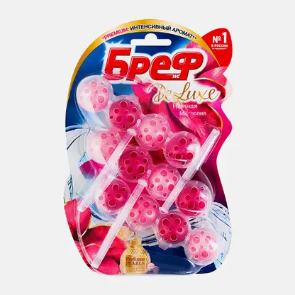 Туалетный блок Бреф Делюкс Нежная магнолия шарики для унитаза 3шт*50г