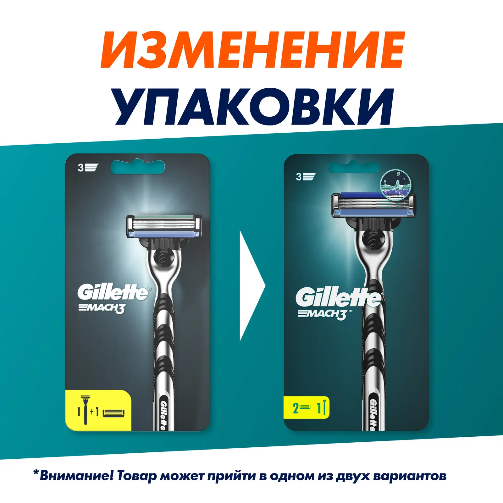 Бритва Gillette Mach3 с 2 сменными кассетами