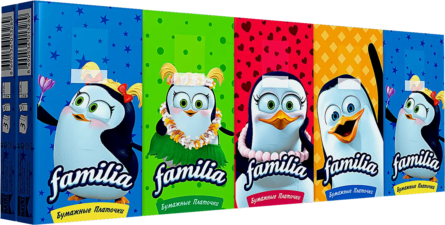 Платочки носовые Familia трехслойные 10*10шт