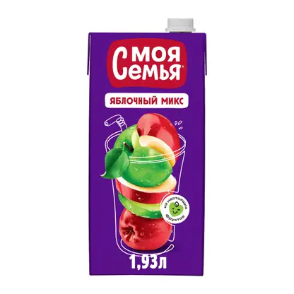 Изображение товара Напиток сокосодержащий Моя семья Яблочный микс 1.93л