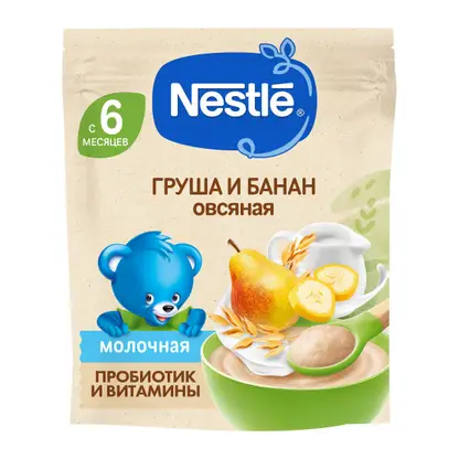 Изображение товара Каша молочная детская овсяная с грушей и бананом с 6 месяцев Nestle  200г