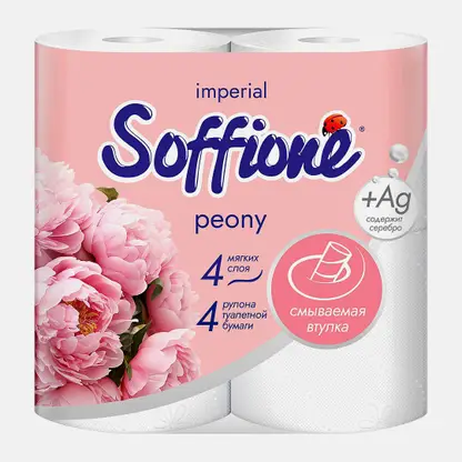 Туалетная бумага 4 слоя 4 рулона Imperial Peony Soffione