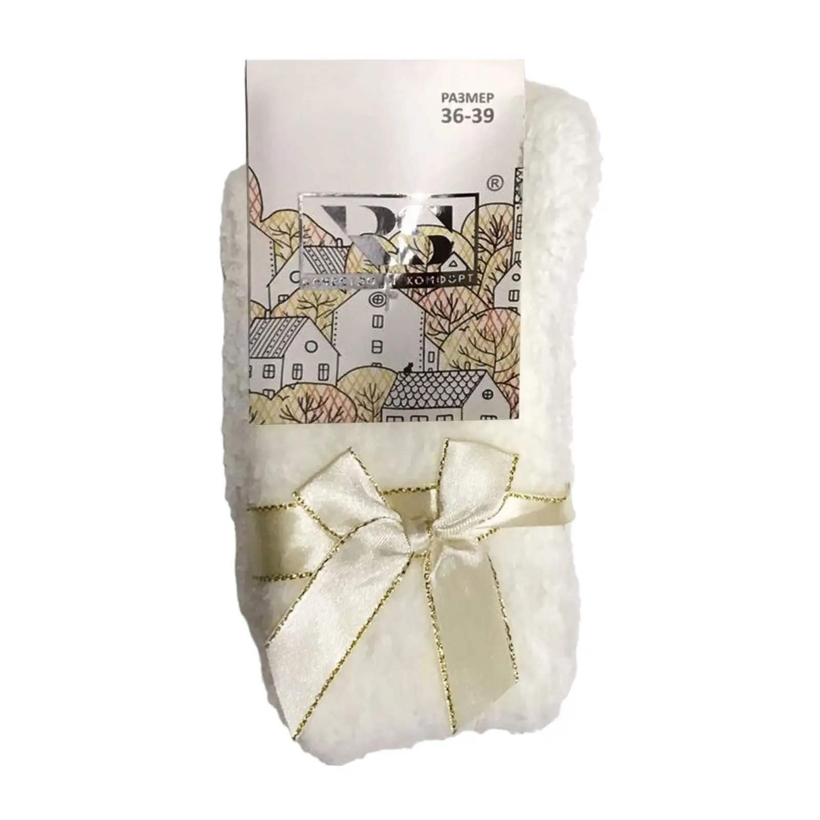 Изображение товара Женские молочные плюшевые носки RSJ1 размер 23-27 (36-39), мягкие и теплые