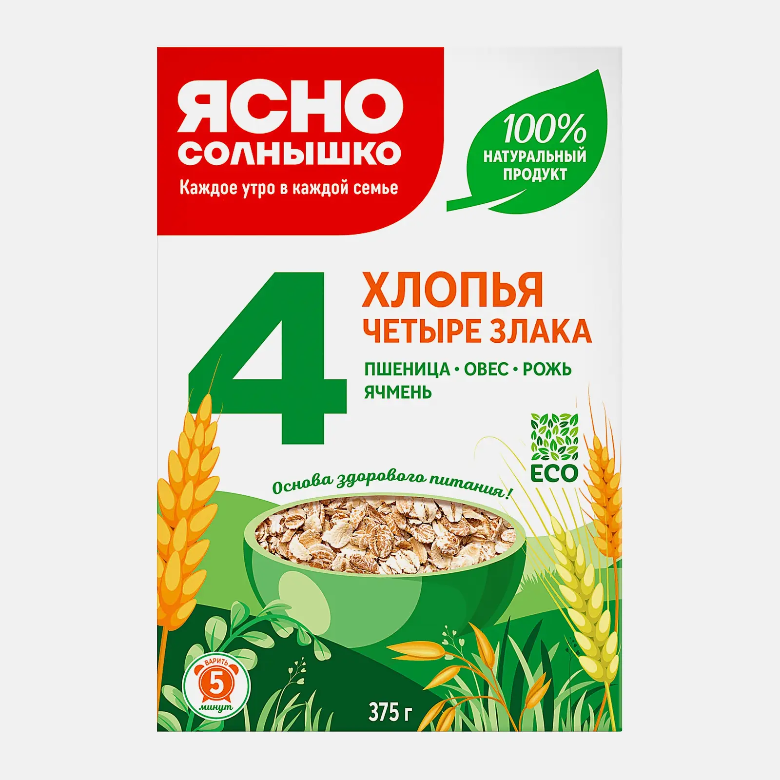 Хлопья Ясно солнышко 4 злака 375г Хлопья Ясно солнышко 4 злака 375г