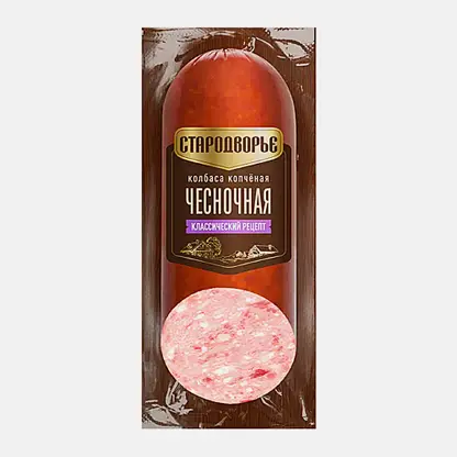 Колбаса Стародворье Чесночная варено-копченая 400г