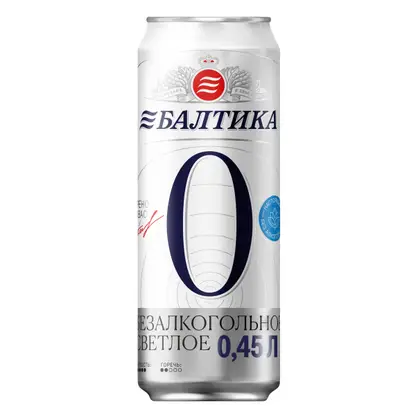 Пиво Балтика №0 светлое фильтрованное пастеризованное безалкогольное 0.5% 450мл
