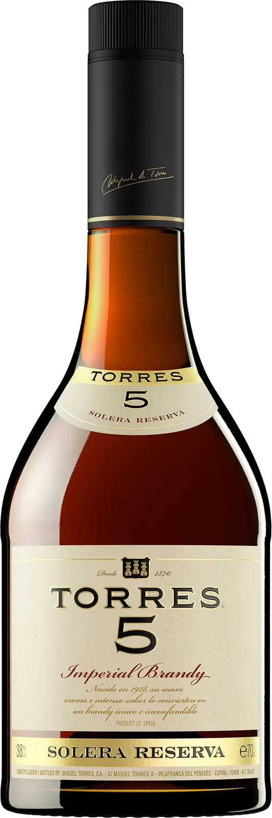 Изображение товара Бренди Torres 5 Solera Reserva 38% 700мл Испания традиционный дистиллят