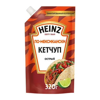 Изображение товара Томатный кетчуп по-мексикански острый Heinz 320г Изображение товара Томатный кетчуп по-мексикански острый Heinz 320г