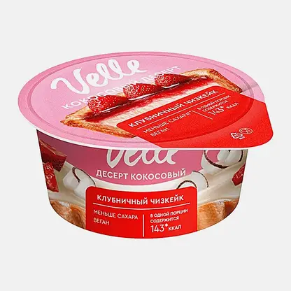 Десерт кокосовый клубничный чизкейк Velle 130г