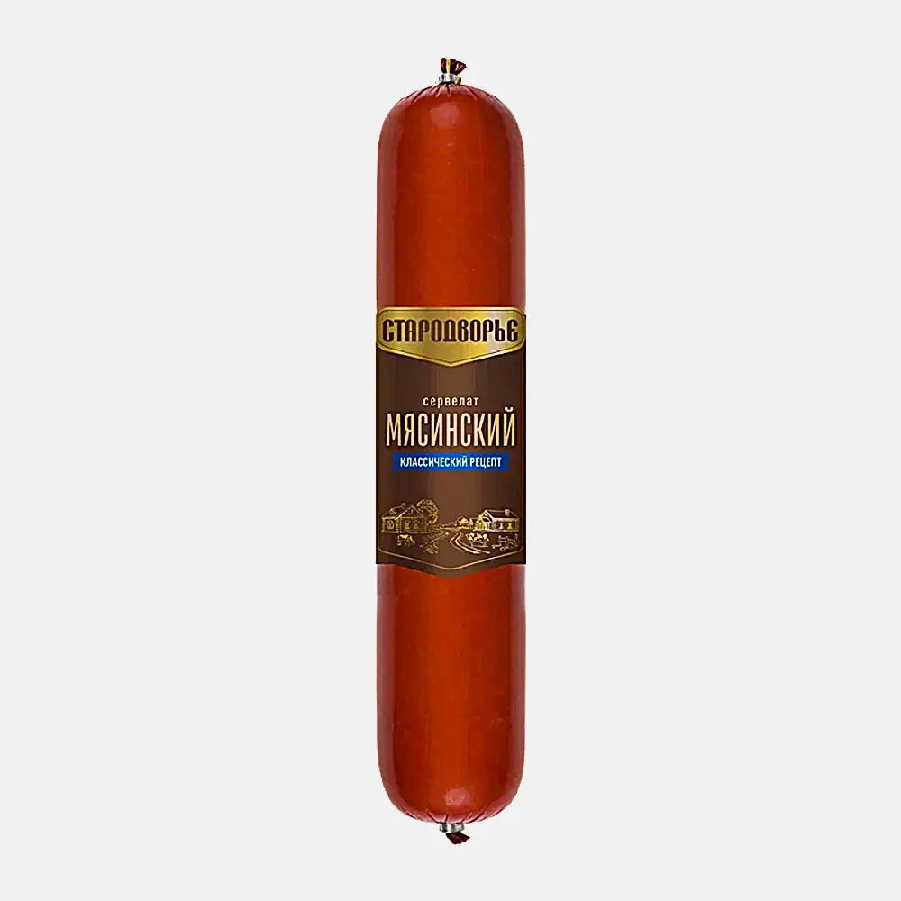 Колбаса Стародворье Сервелат Мясинский варено-копченая 580г
