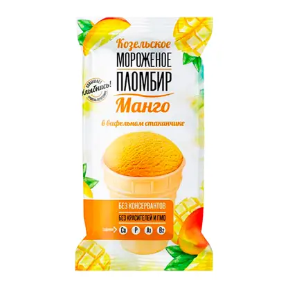 Изображение товара Мороженое Козельское Молоко пломбир Манго стакан 80г