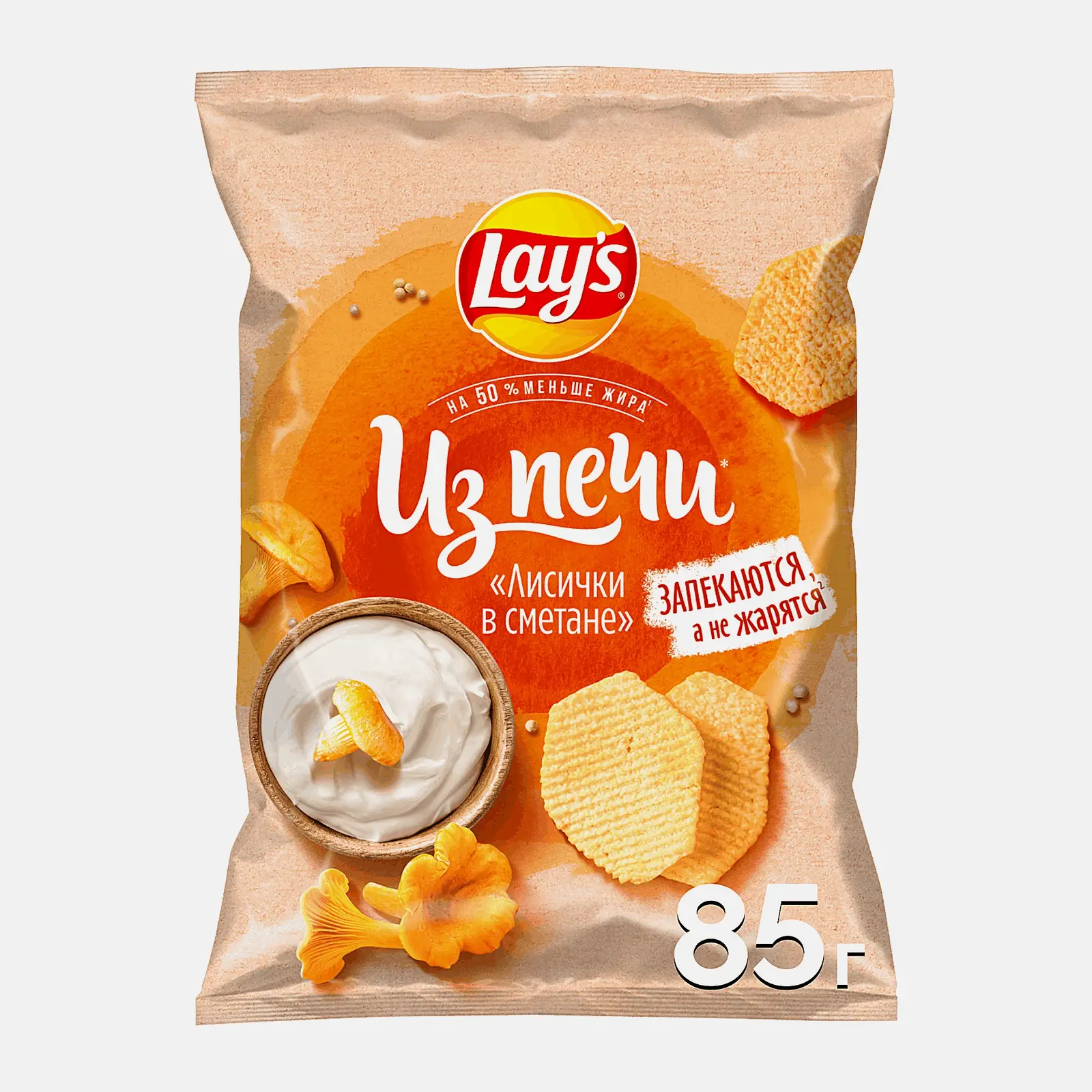 Изображение товара Чипсы Lays Из печи Лисички в сметане 85 г запечённые с меньшим жиром