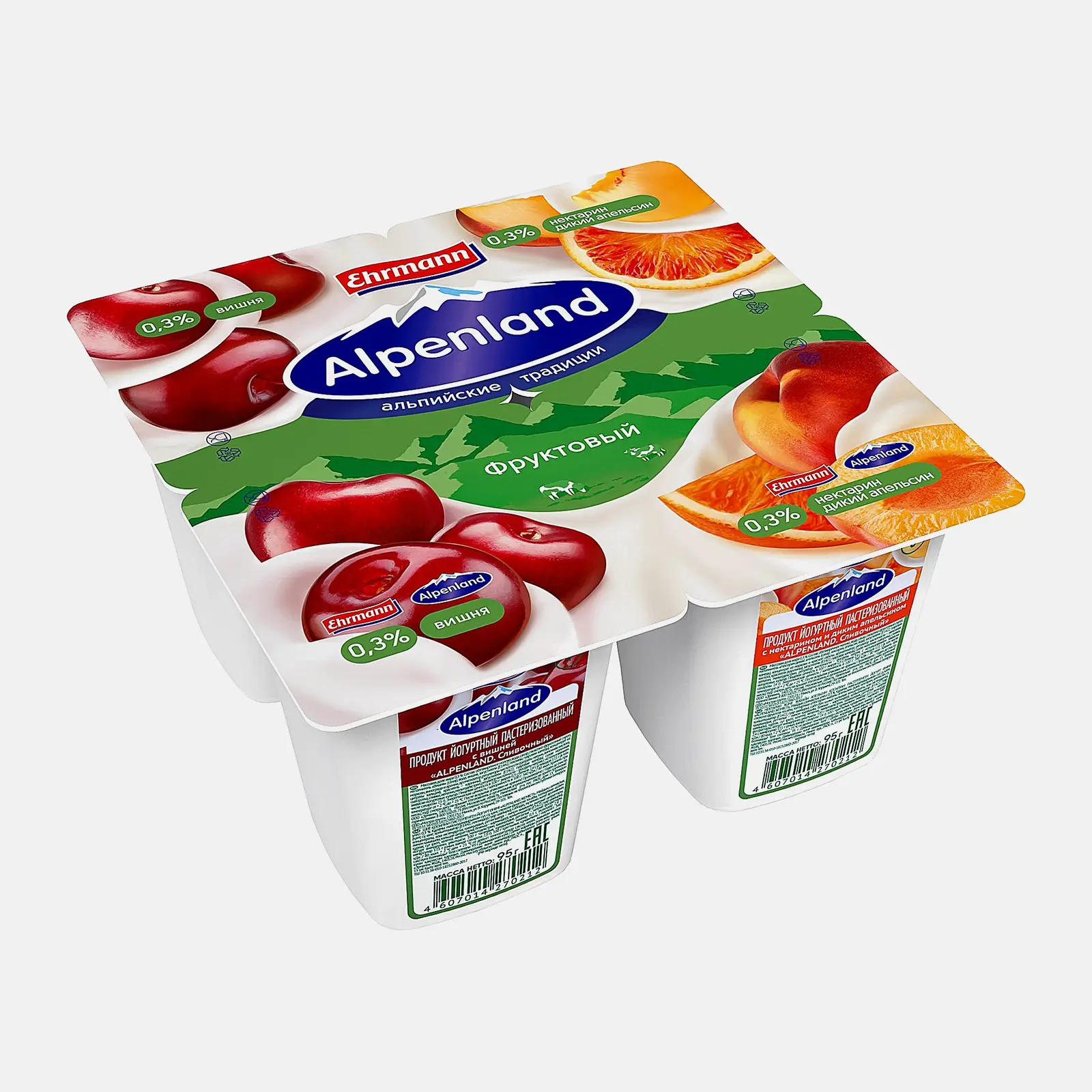 Йогурт Alpenland Вишня Нектарин Дикий апельсин 0.3% 95г