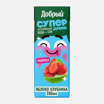 Напиток сокосодержащий Добрый Active Kid Яблоко-клубника 200мл