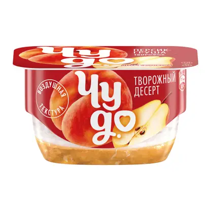 Изображение товара Творожок двухслойный Чудо Персик-груша 4.2% 100г