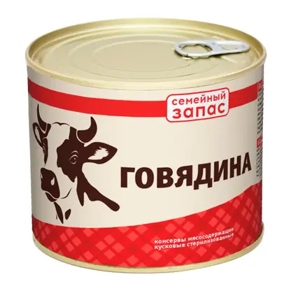 Изображение товара Тушенка с говядиной Семейный Запас 525г - натуральный продукт для всей семьи