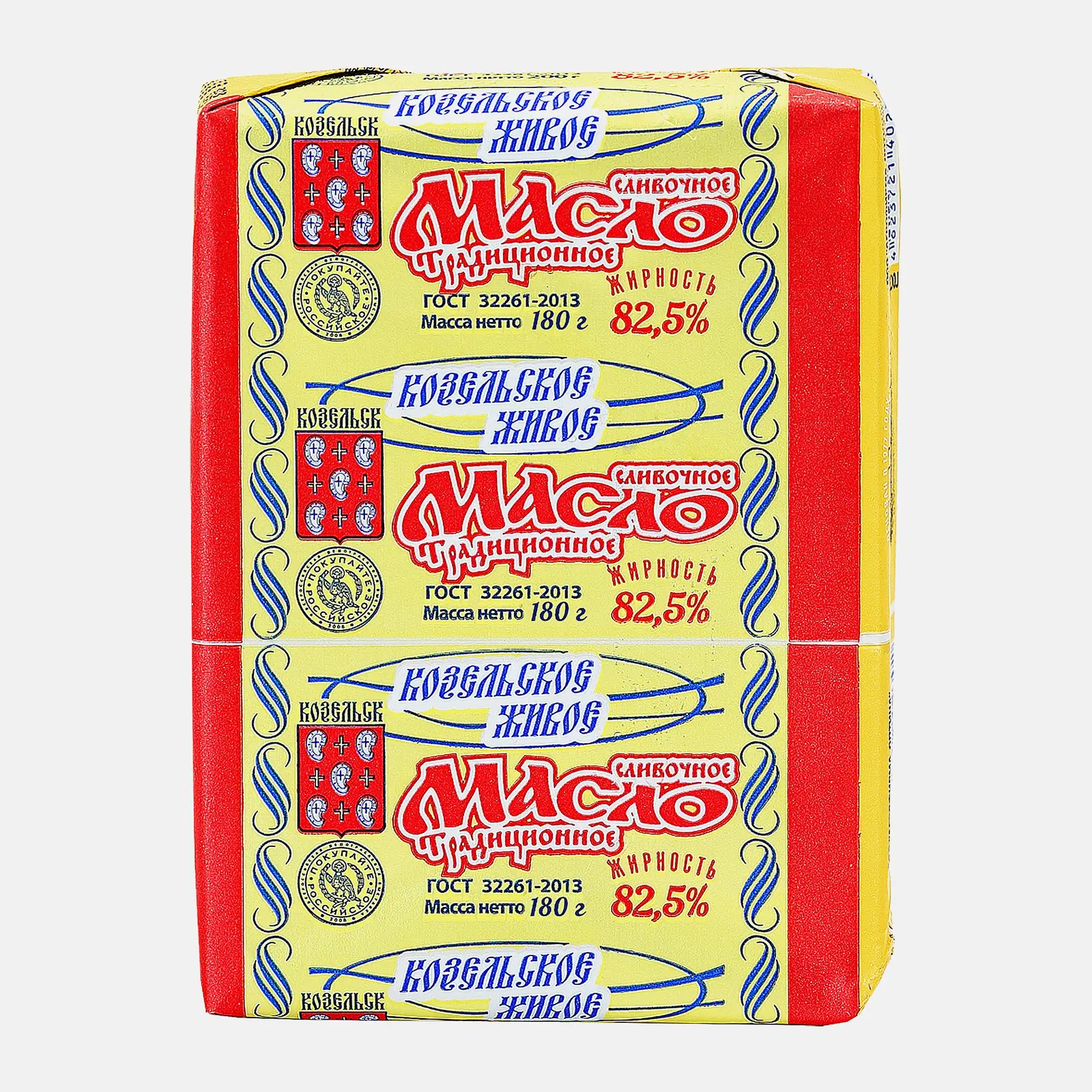 Изображение товара Масло сливочное Козельское Молоко 82.5% 180г натуральный продукт